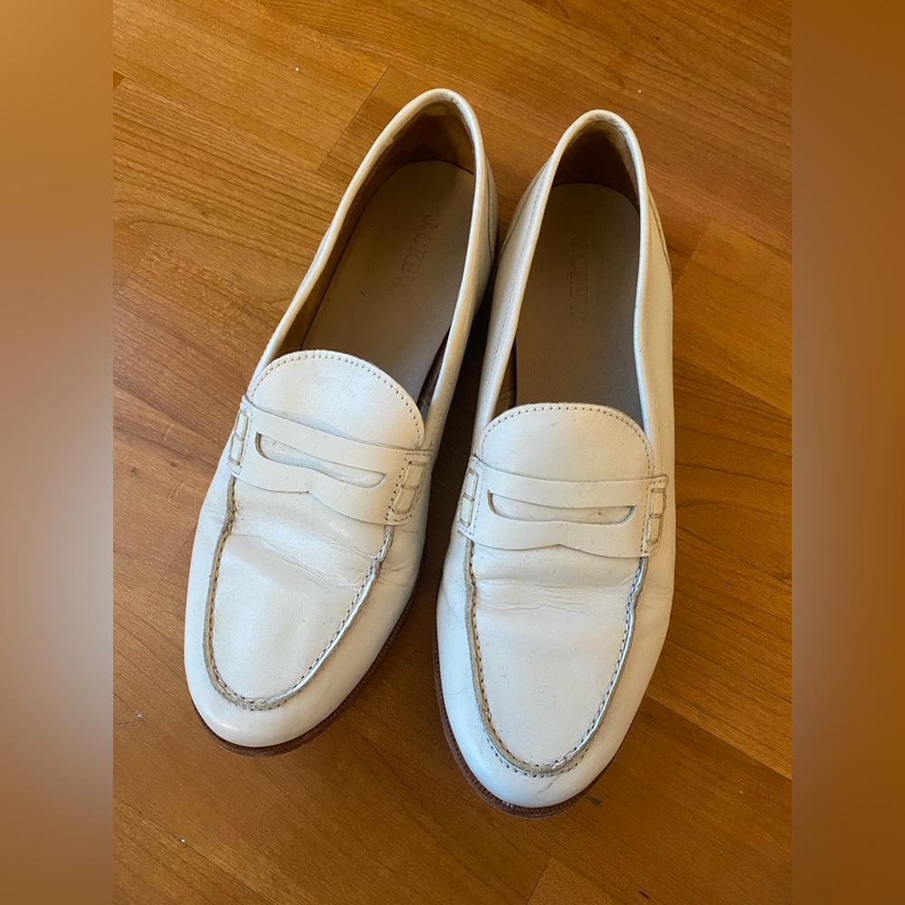J. Crew Woman’s White Leather Loafers